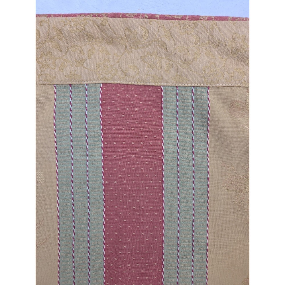 2 Vtg Waverly Tuscan Jacquard Piped Trim Mustard Sage Rust King Pillow Shams